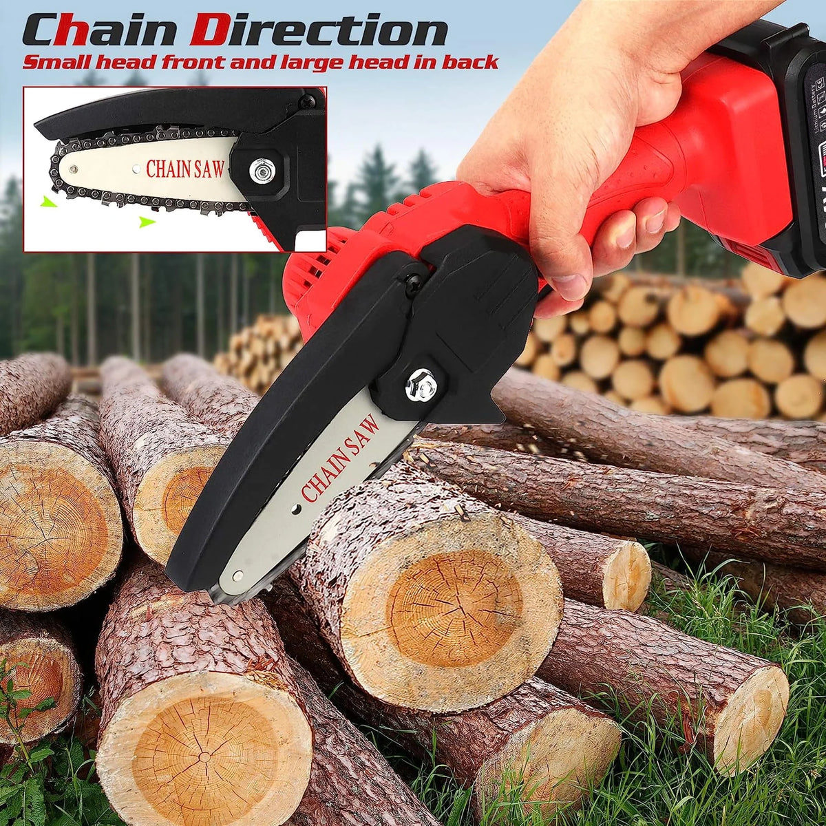 Cordless Mini Chainsaw with 2 Batteries Q18315