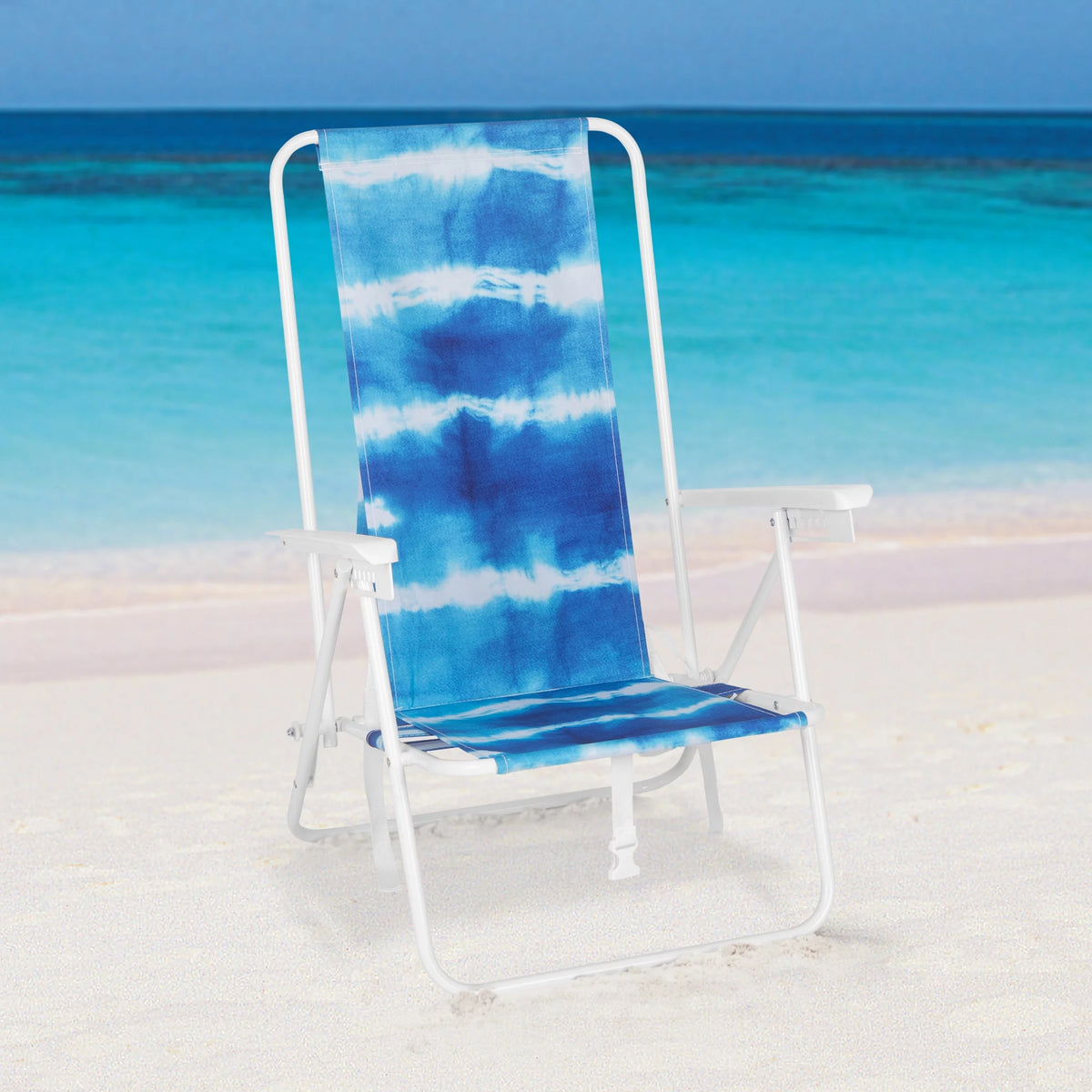 Blue High Back Reclining Backpack Beach Chair Q561