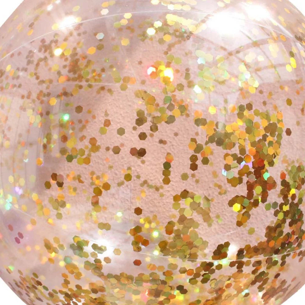 PVC Inflatable Glitter Confetti Feather Beach Ball Pool Toys C955
