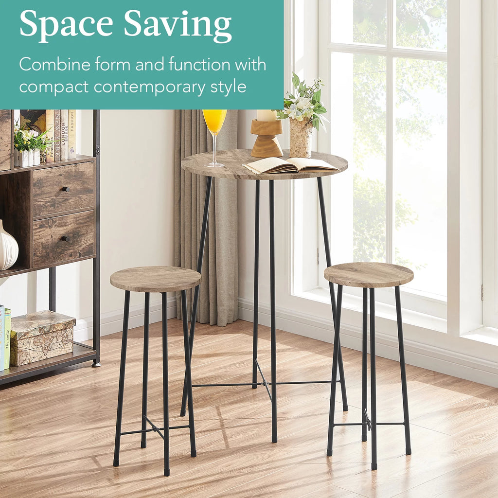 3-Piece Round Bar Table Set with 2 Stools M4842