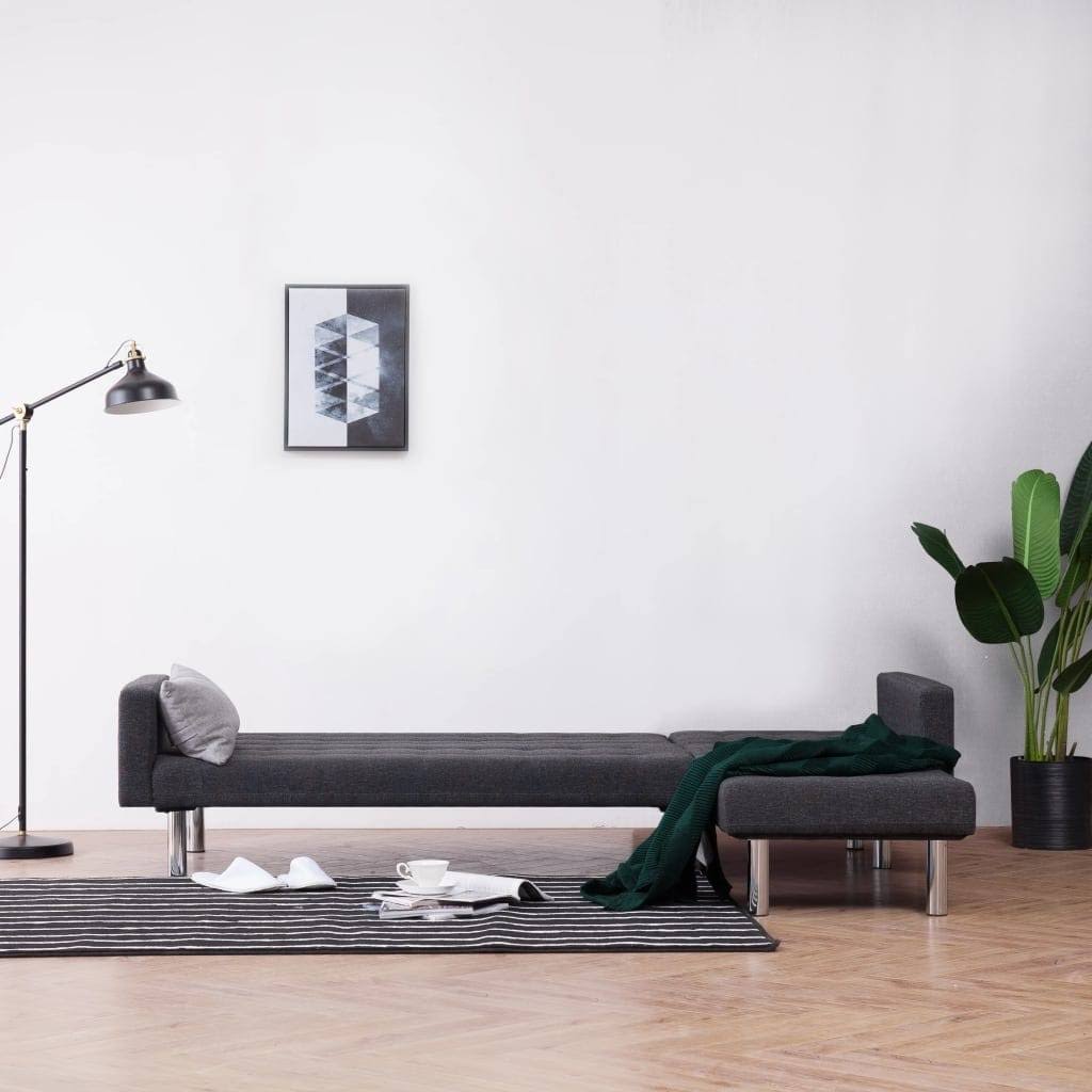Dark Gray L-Shaped Sofa Bed V191