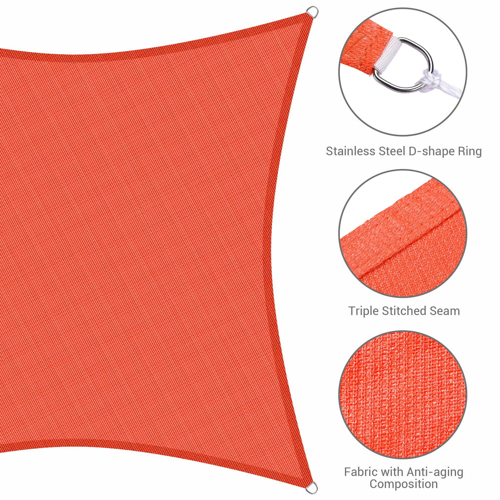 2 Pack 12x12 Ft 97% UV Block Square Sun Shade Sail HDPE Canopy S5882