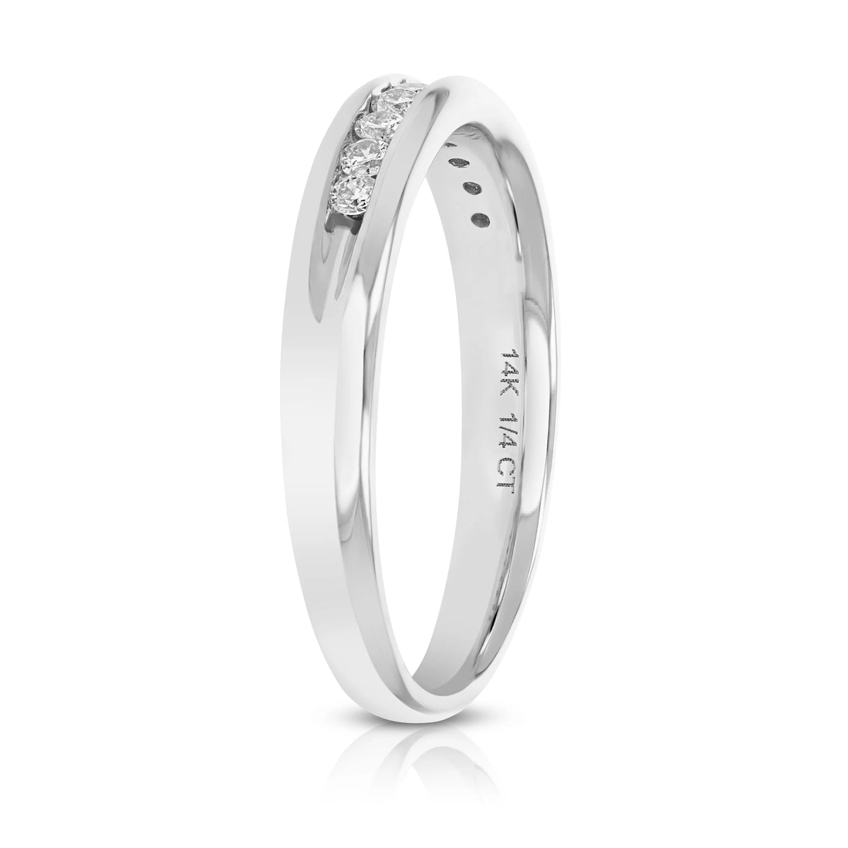 14K White Gold Diamond Bridal Band Comfort Fit T470098