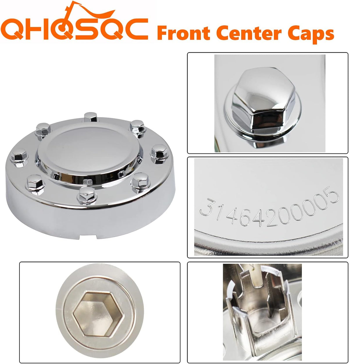 Chrome Front Center Hub Cap Wheel Cover for Dodge Ram 3500, Pack of 2 N792