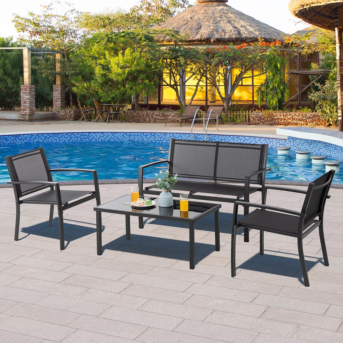 4 Pieces Textilene Patio Furniture Set N208872