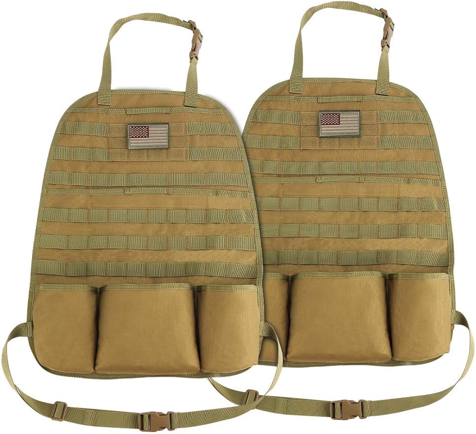 Black Tactical Molle Car Seat Back Organizer with 3 Storage Pouch R1954