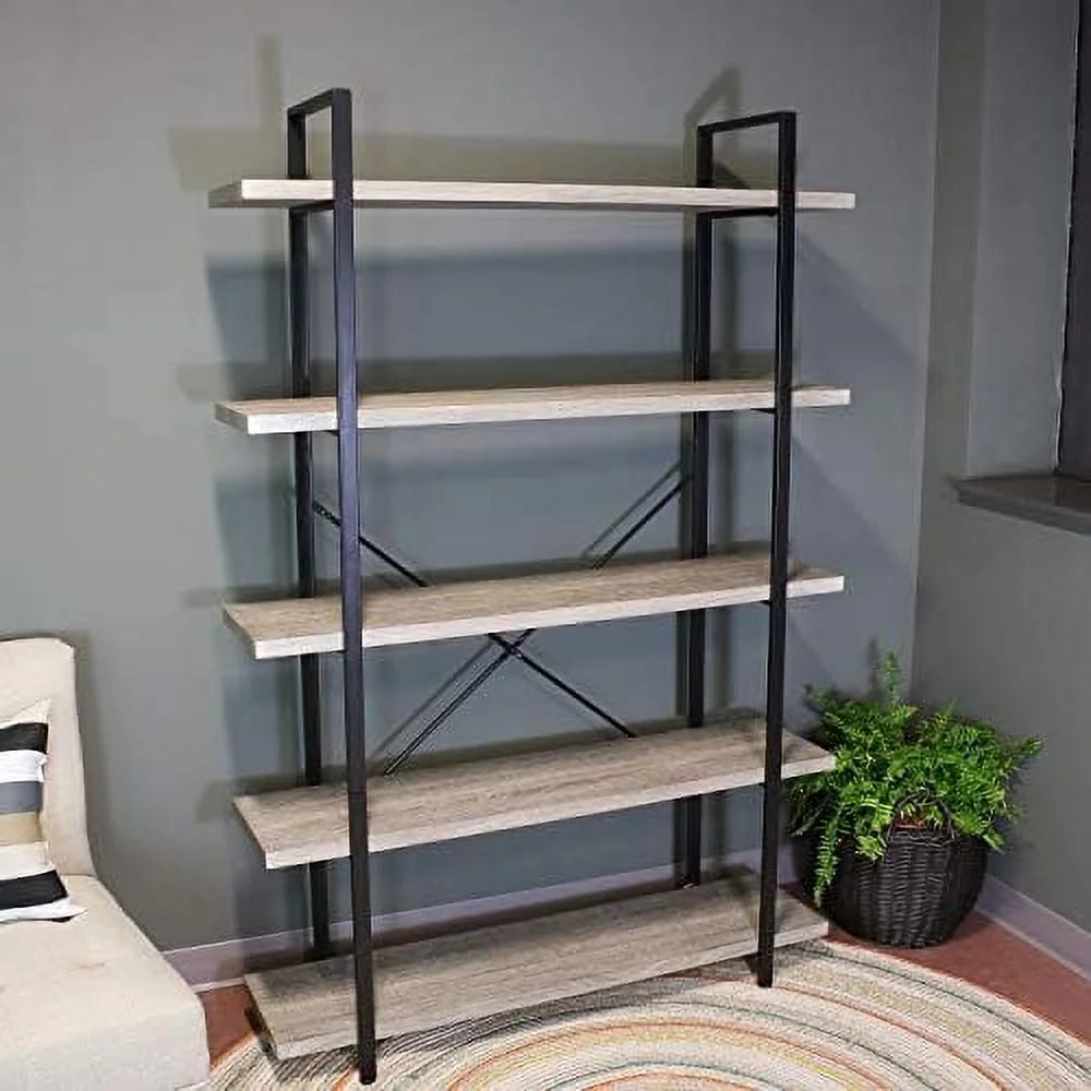 5-Tier Industrial Style Bookshelf with Open Shelves M90332