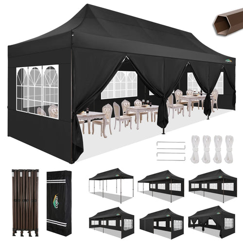 10x30 Party Tent with 8 Sidewalls, Black N123