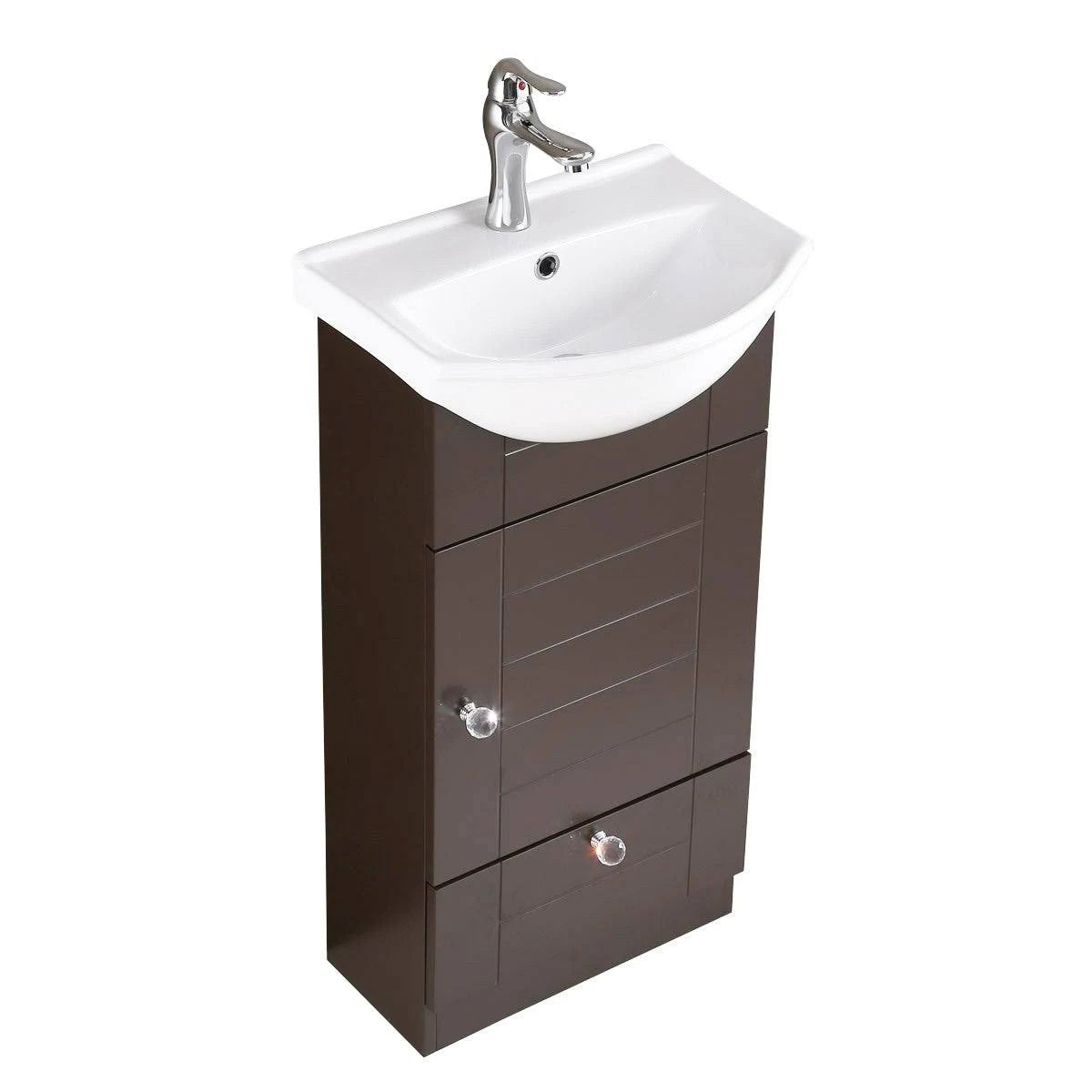 White Bathroom Sink Vanity Cabinet with Faucet and Drain J584292
