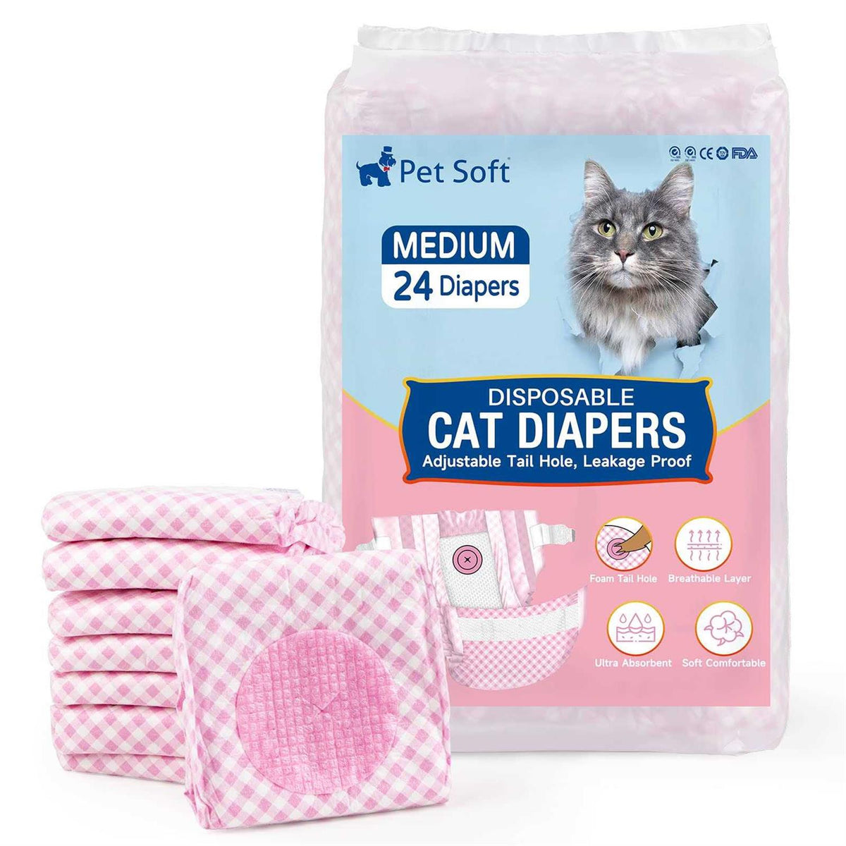 Soft Disposable Cat Diapers with Adjustable Foam Tail Hole P5666
