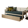 White Daybed and Trundle with Linen Aqua Mattresses K8742
