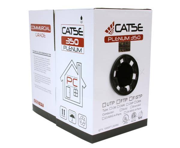 Cat5e Plenum Bulk Ethernet Cable, CMP, Solid Copper UTP, 24 AWG 1000ft Gray G74814
