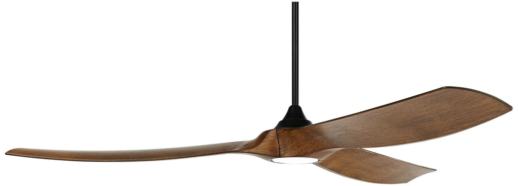 70" Black Koa Damp Rated Indoor Outdoor Ceiling Fan with Dimmable LED Light Remote D83639