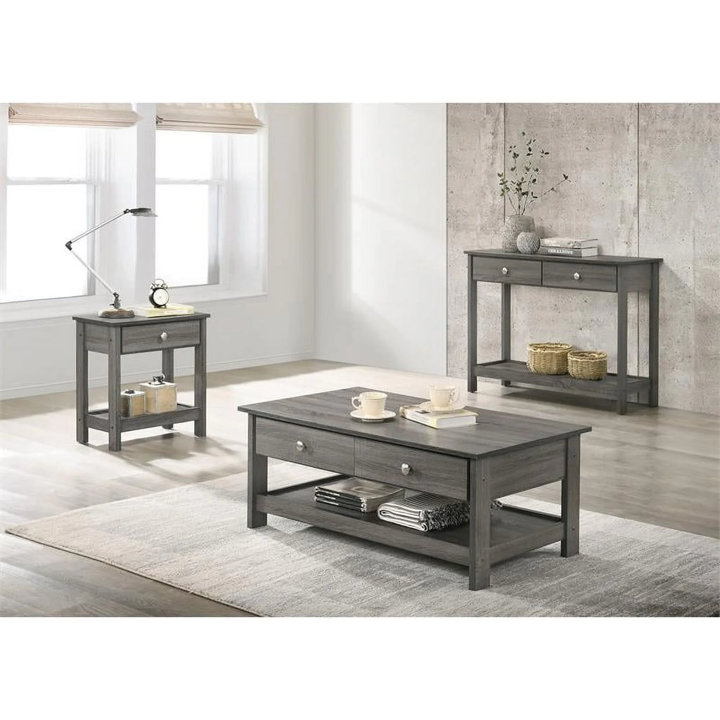 3-Piece Wood Coffee Table Set in Gray L2392