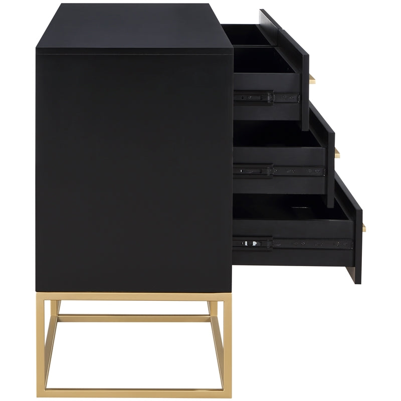 Black Dresser with Gold Metal Legs and Handle S11027