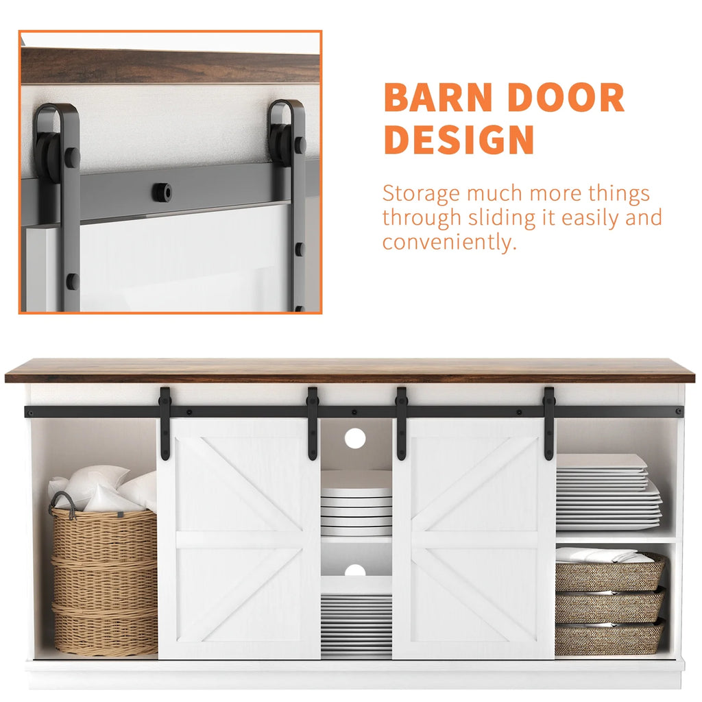 White Sliding Barn Door TV Stand B421061