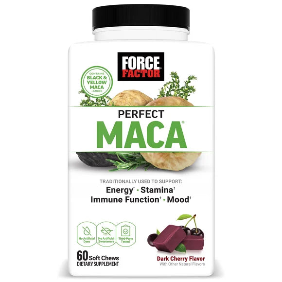Maca Root Supplement with Saffron, Dark Cherry Flavor, 60 Soft Chews N945