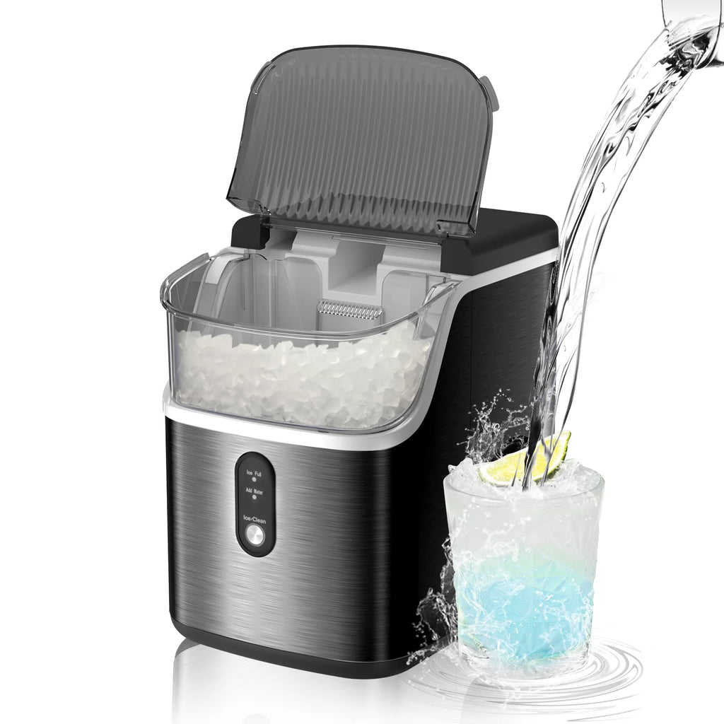 Nugget Ice Maker Countertop 33lbs/24H Self-Cleaning Stainless Steel Silver H380678