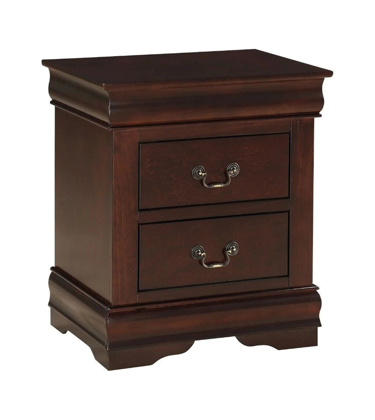 King Size 3pc Bedroom Set Panel Bed and 2 Nightstands Cherry Brown Wooden A292779
