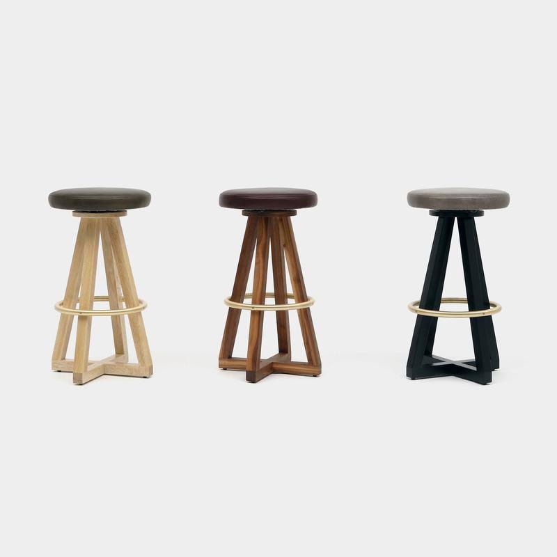 Black Oak Night Blackened Steel Stool V7301