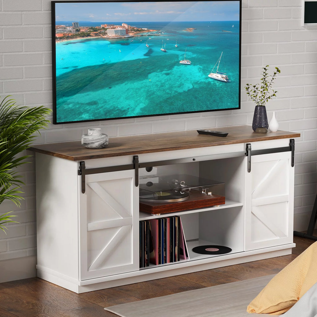 White Sliding Barn Door TV Stand B421061