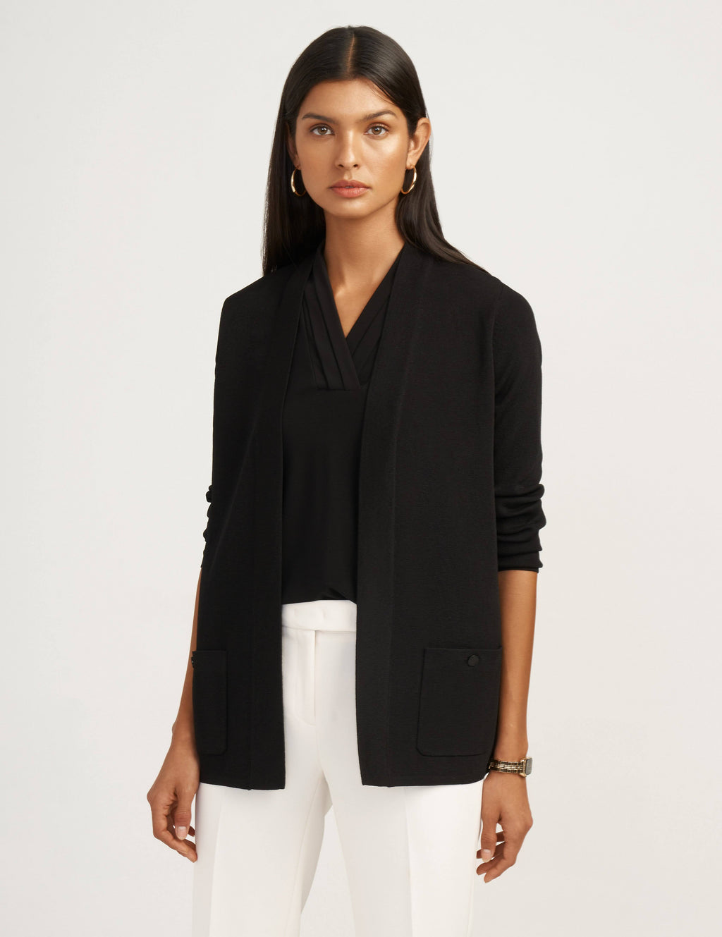 Black Open Front Cardigan S656697