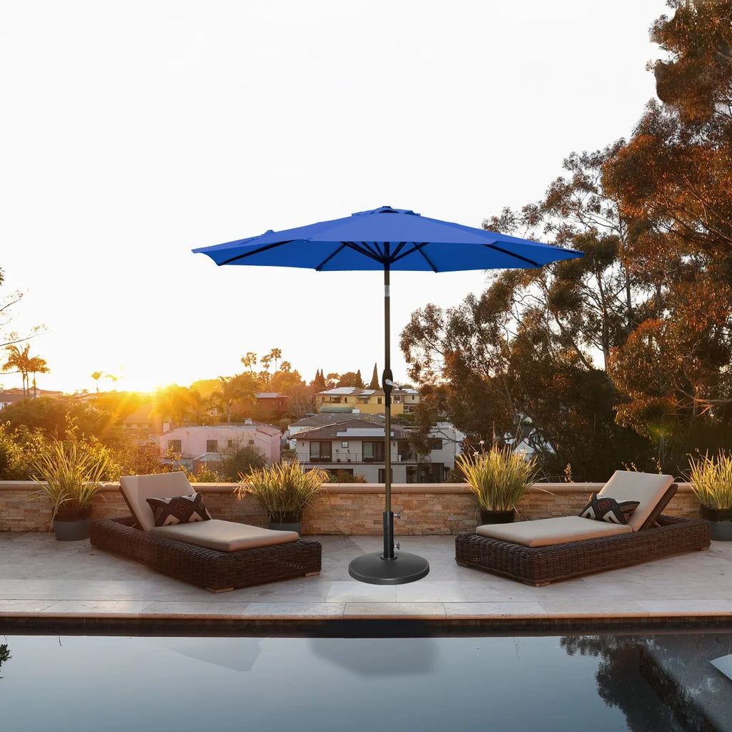 9 Ft Patio Umbrella with Round Resin Base H710