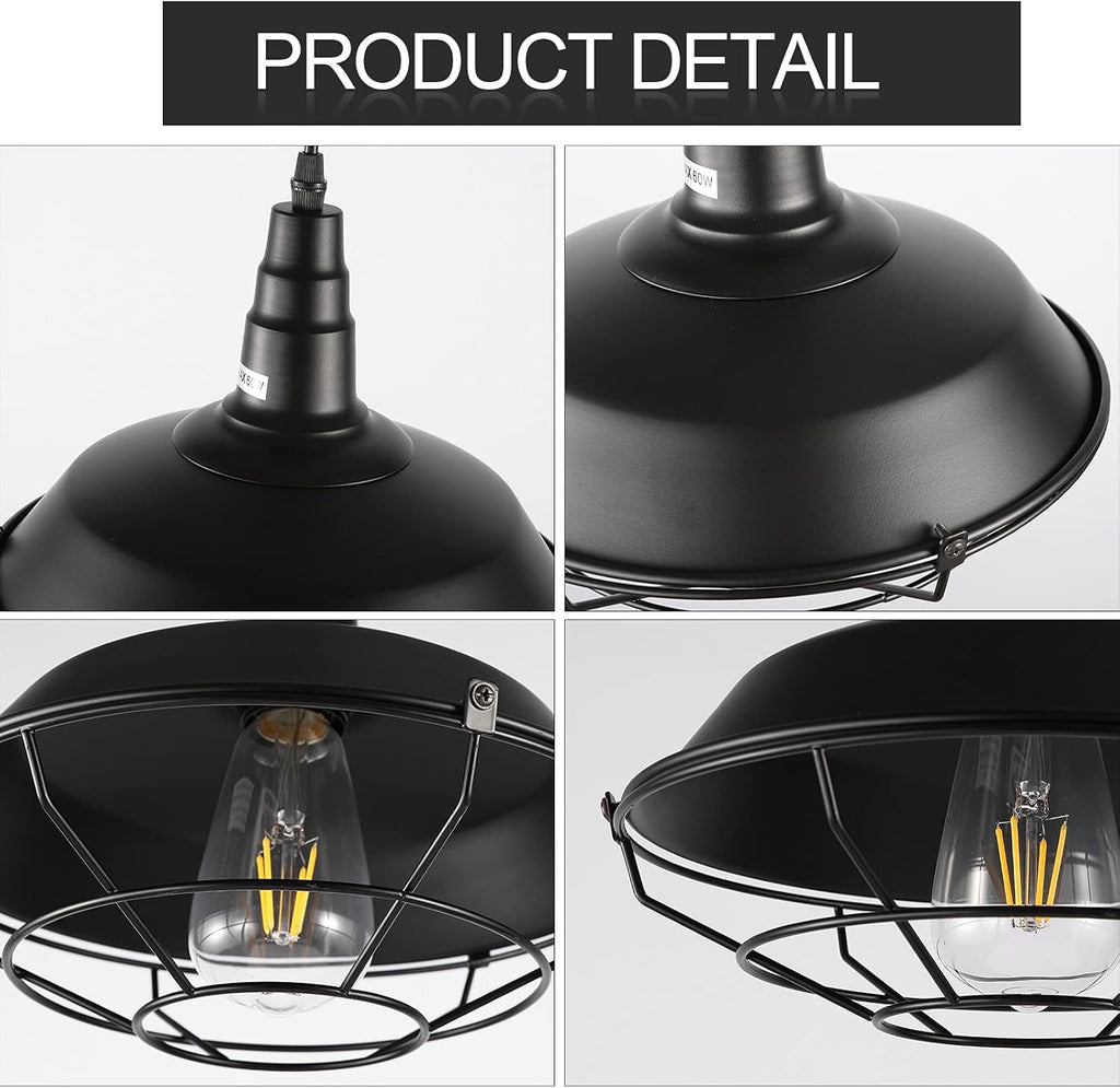 2 Pack Black Metal Wire Cage Plug in Pendant Light U879