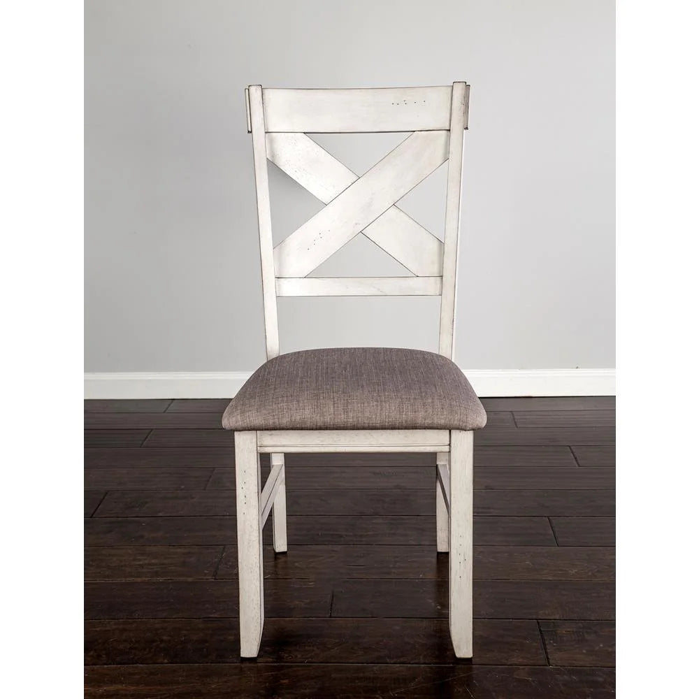 Solid Wood Cross Back Side Chair Antique White Set of 2 W521750