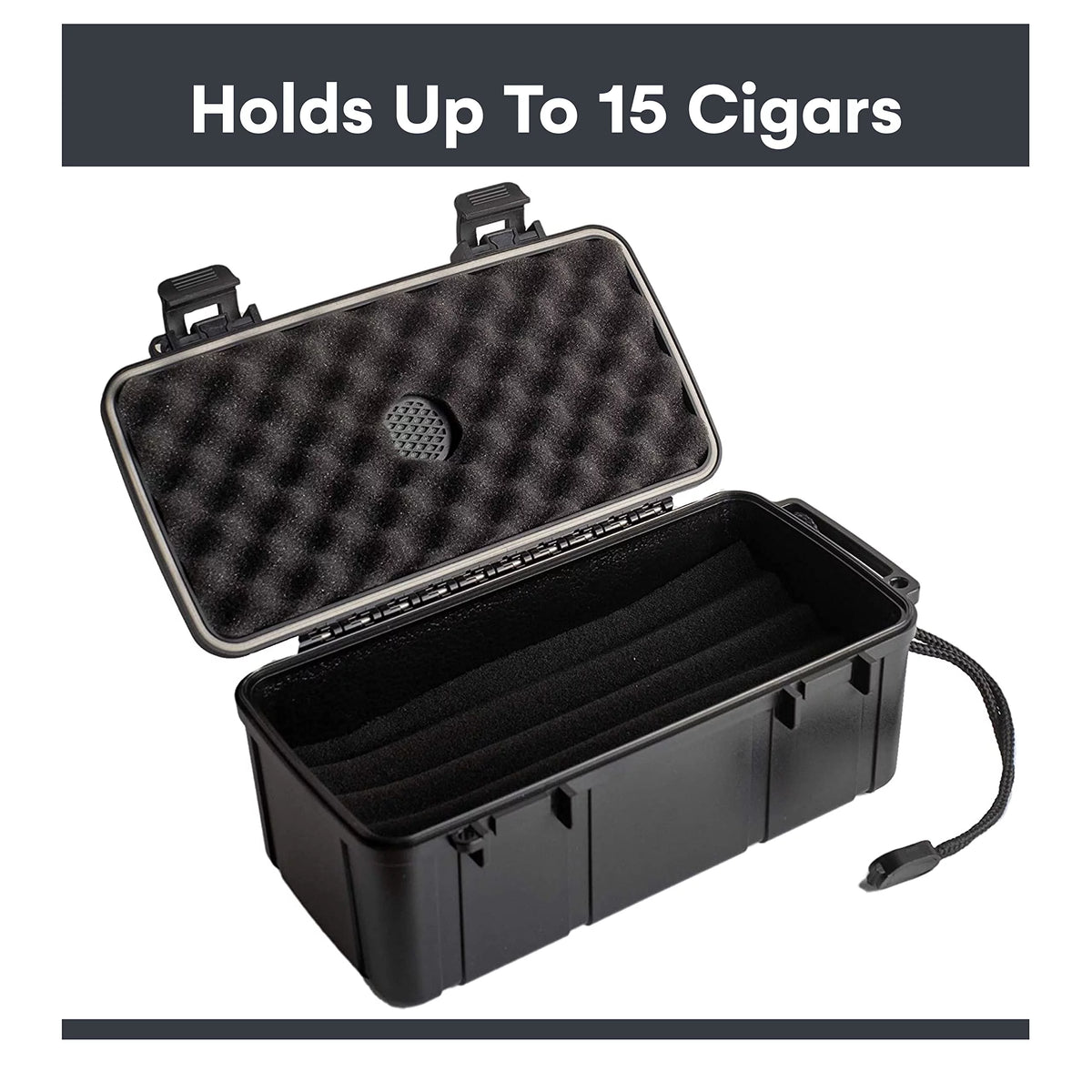 Black 15 Count Cigar Travel Humidor Case K2699