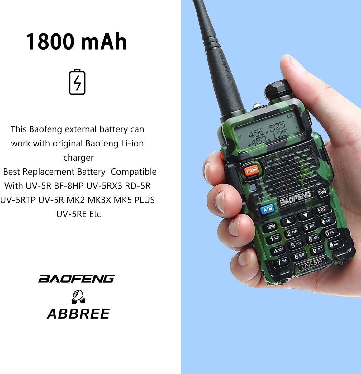 2 Pack Baofeng UV-5R 5Watt Camo Two Way Radio Transceiver with Extra 2 Pack 1800mAh Battery Y99049
