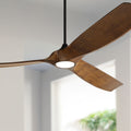 70" Black Koa Damp Rated Indoor Outdoor Ceiling Fan with Dimmable LED Light Remote D83639