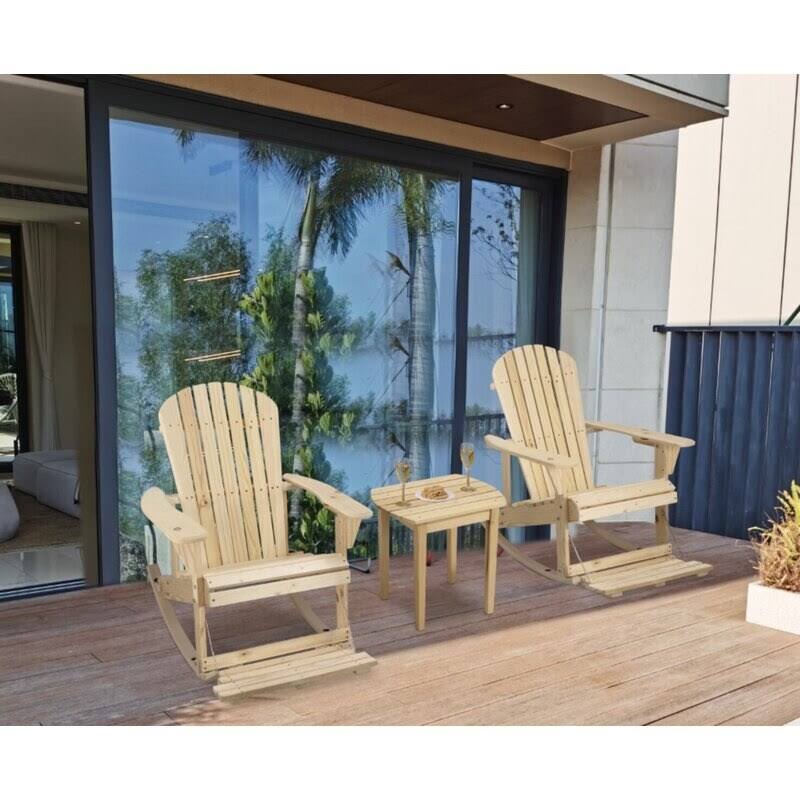 Walnut 3 Piece Patio Adirondack Rocker Set A670