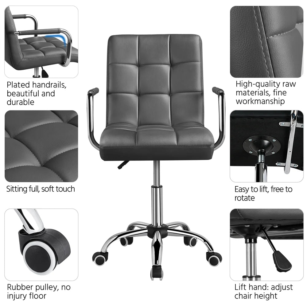 Gray PU Leather Swivel Office Chair with Armrests R45447