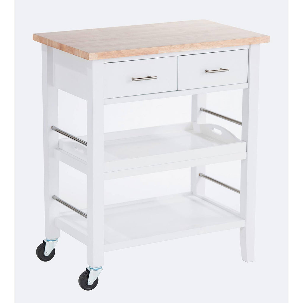 White Wood Kitchen Cart with Drawers E491