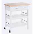 White Wood Kitchen Cart with Drawers E491