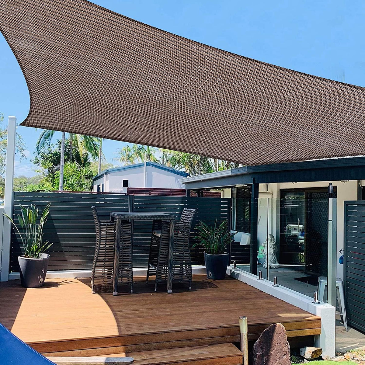 Beige Rectangle Sun Shade Sail O41456