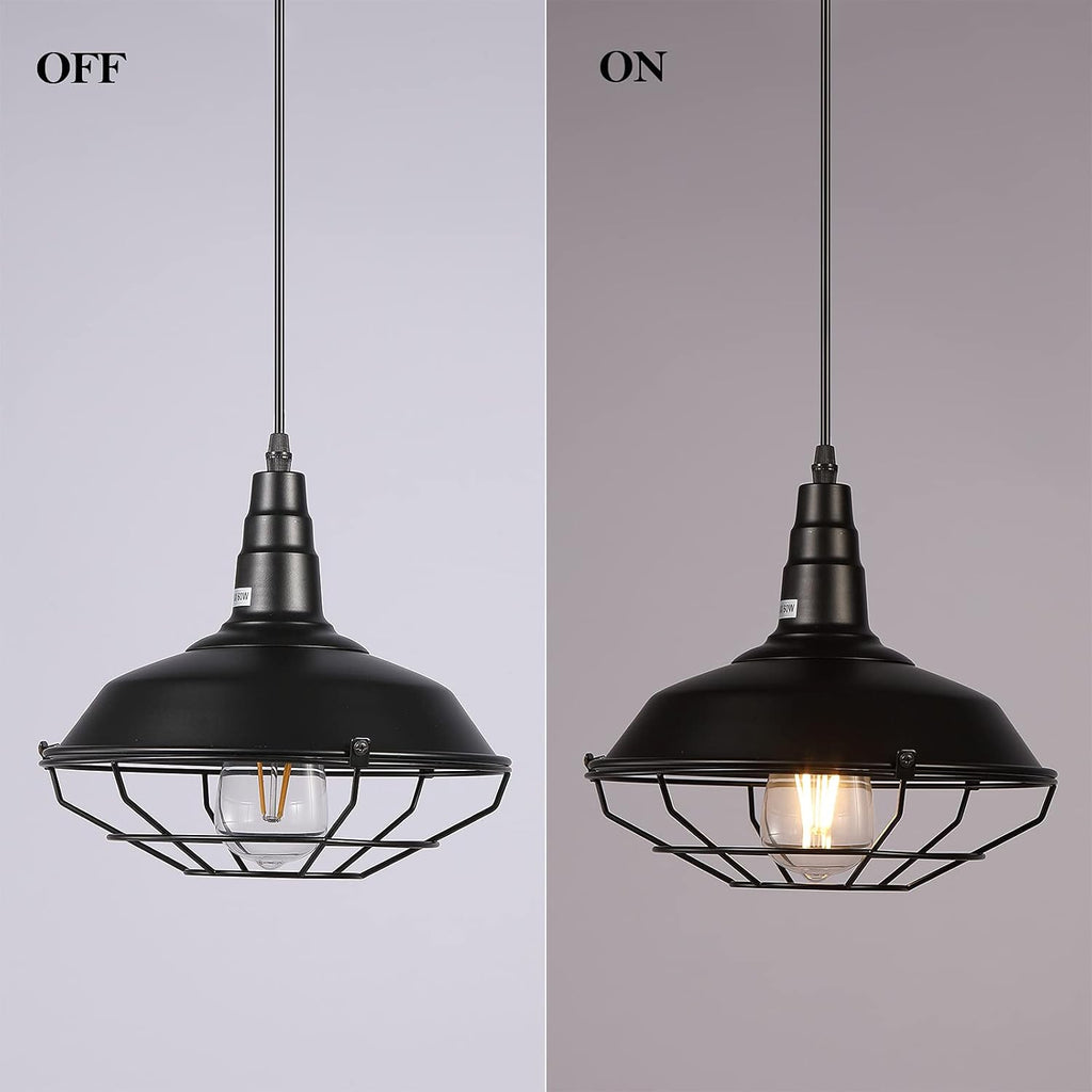 2 Pack Black Metal Wire Cage Plug in Pendant Light U879