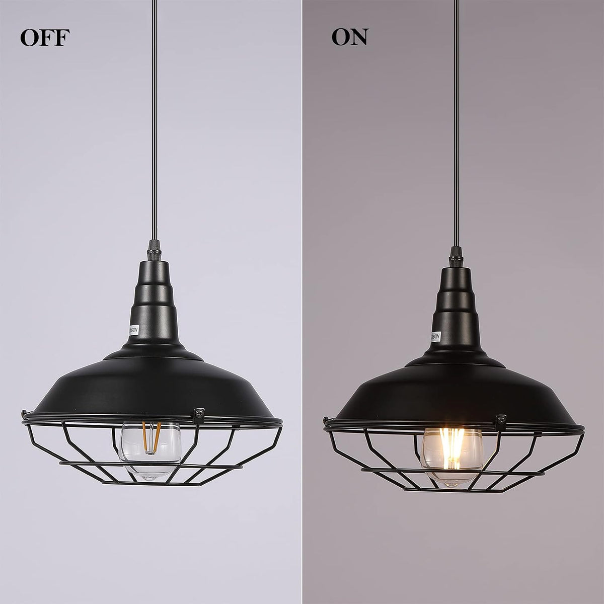 2 Pack Black Metal Wire Cage Plug in Pendant Light U879