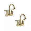 4 in. Centerset Double-Handle High-Arc Bathroom Faucet Matte Gold 2-Pack I2986