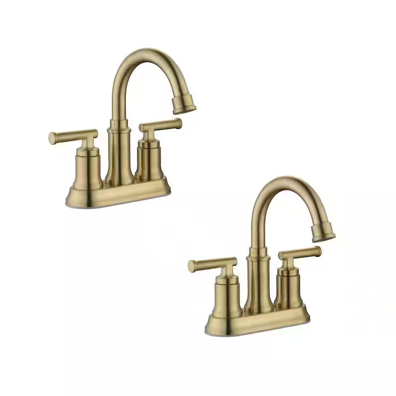 4 in. Centerset Double-Handle High-Arc Bathroom Faucet Matte Gold 2-Pack I2986