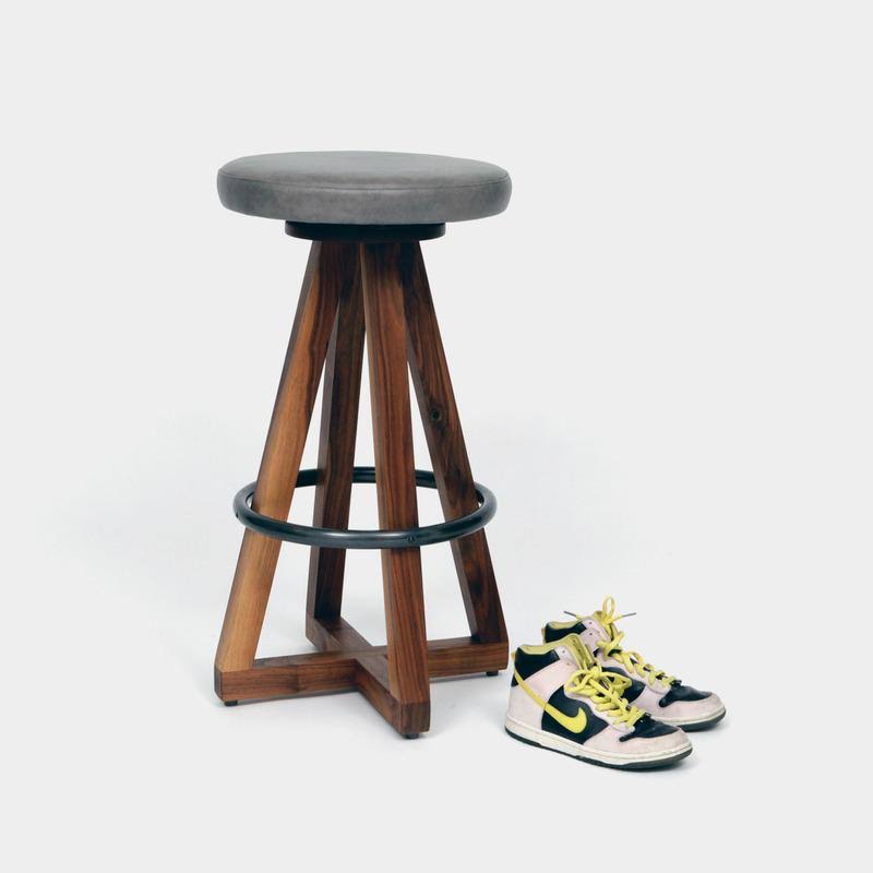Black Oak Night Blackened Steel Stool V7301