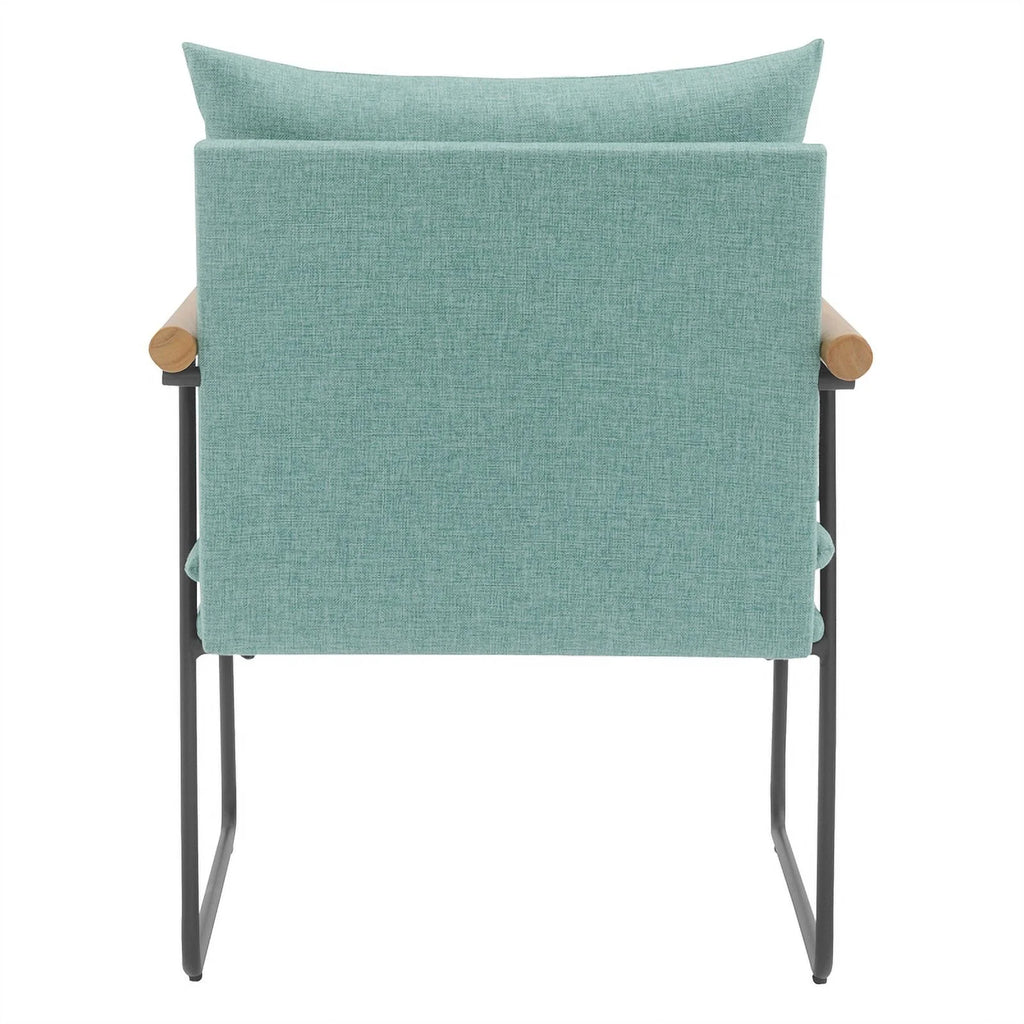 Sage Green Fabric Armchair with Black Sled Base I4252
