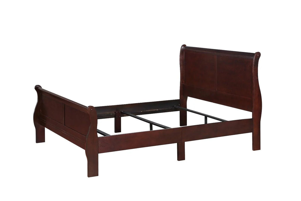 King Size 3pc Bedroom Set Panel Bed and 2 Nightstands Cherry Brown Wooden A292779