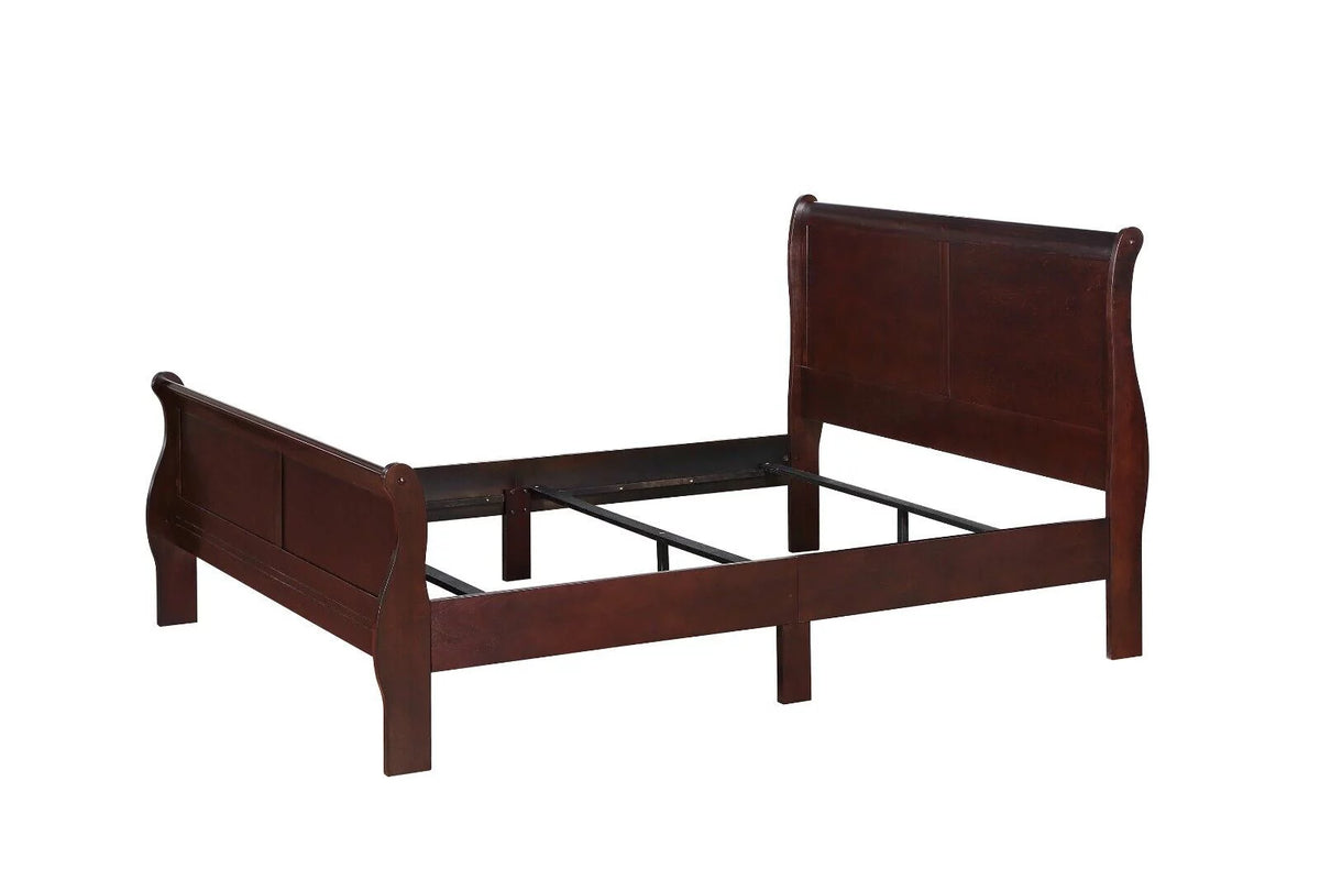King Size 3pc Bedroom Set Panel Bed and 2 Nightstands Cherry Brown Wooden A292779