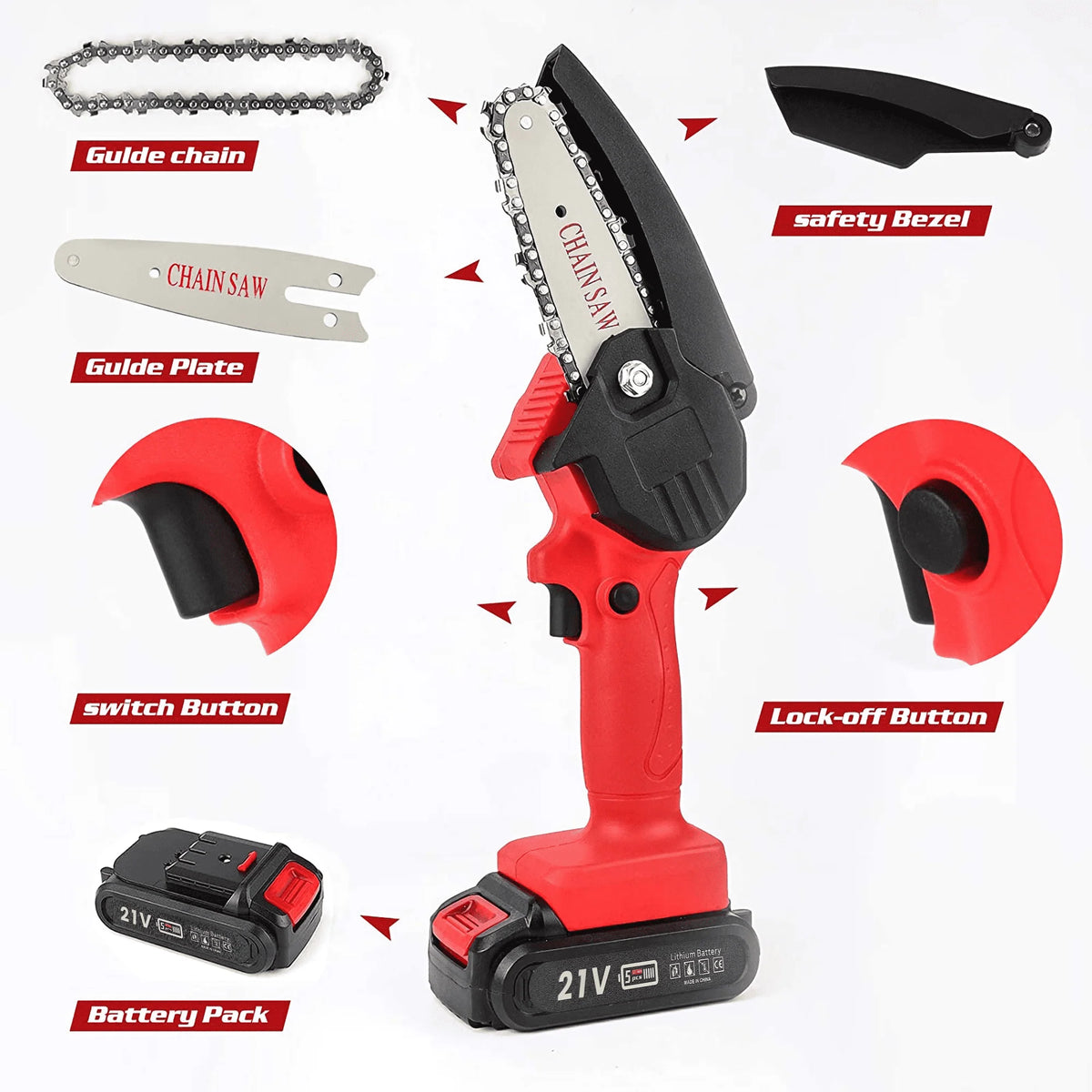 Cordless Mini Chainsaw with 2 Batteries Q18315