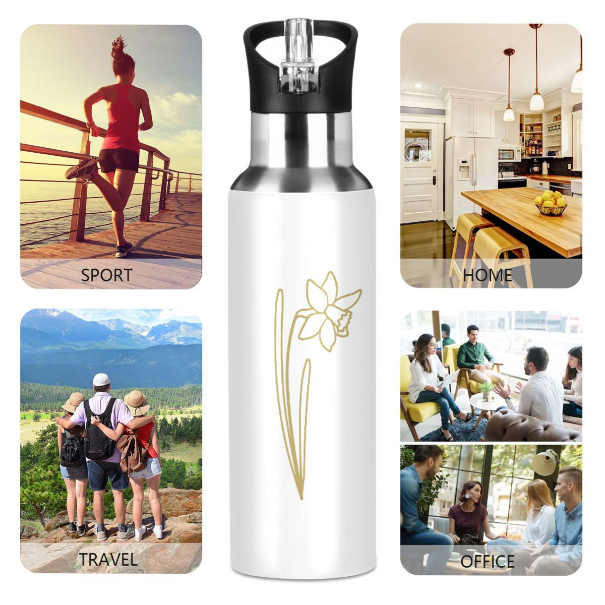 Stainless Steel Insulated Water Bottle with Straw Lid R488802