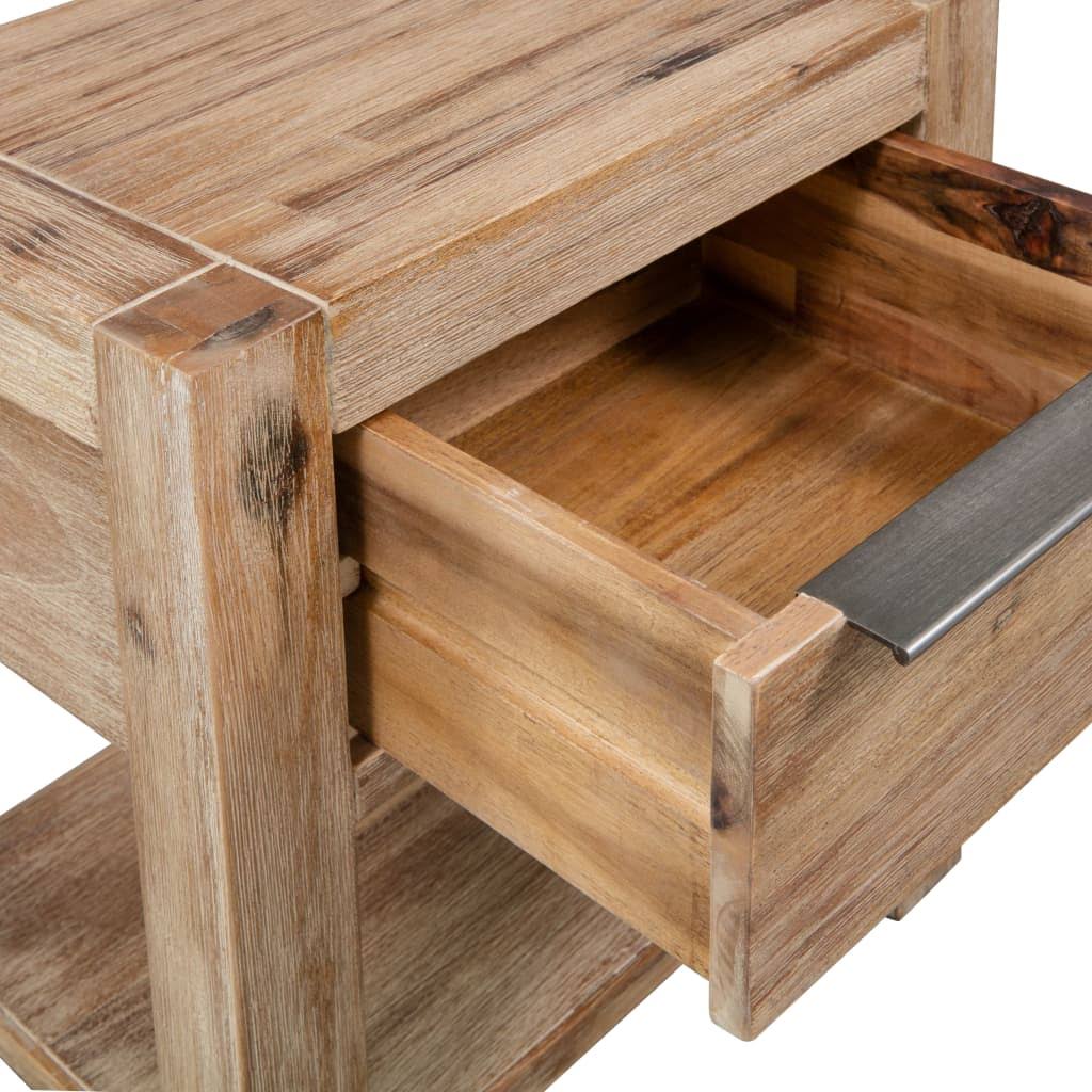 2 Pcs Solid Acacia Wood Nightstands with Drawers J7642