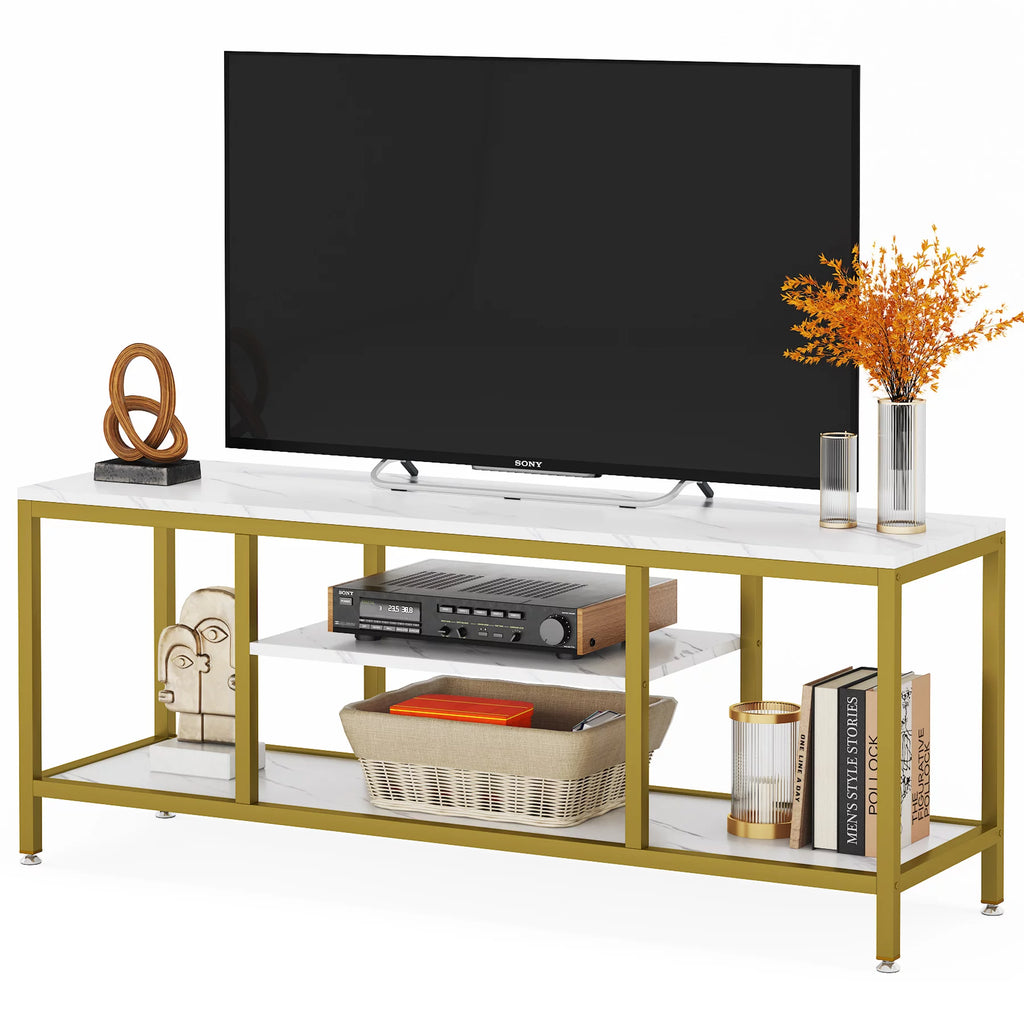59" 3 Tier TV Stand with Open Storage Shelves I53382