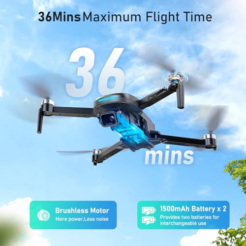 1080P HD FPV Camera Drone with Brushless Motor, 2 Batteries, Foldable M45284